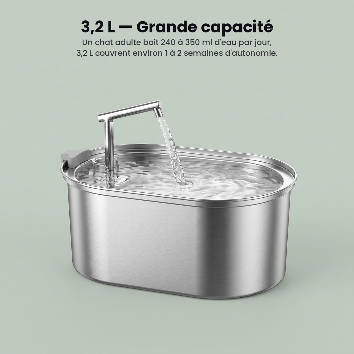 FONTAINE À EAU POUR CHAT EN INOX 3,2 L - ROJECO