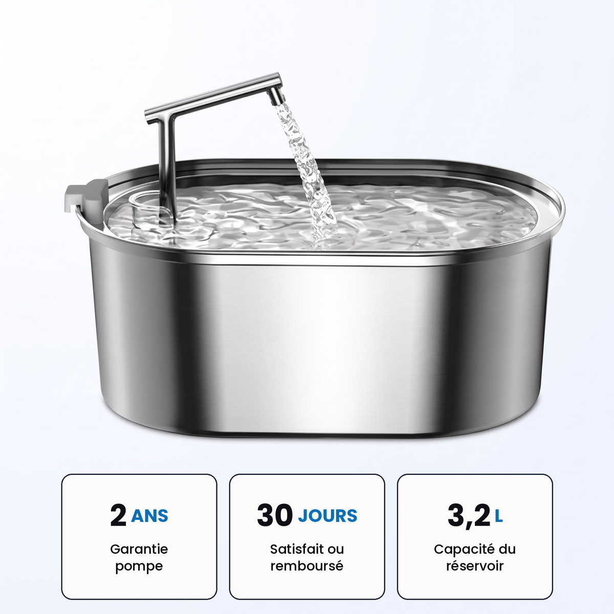 FONTAINE À EAU POUR CHAT EN INOX 3,2 L - ROJECO