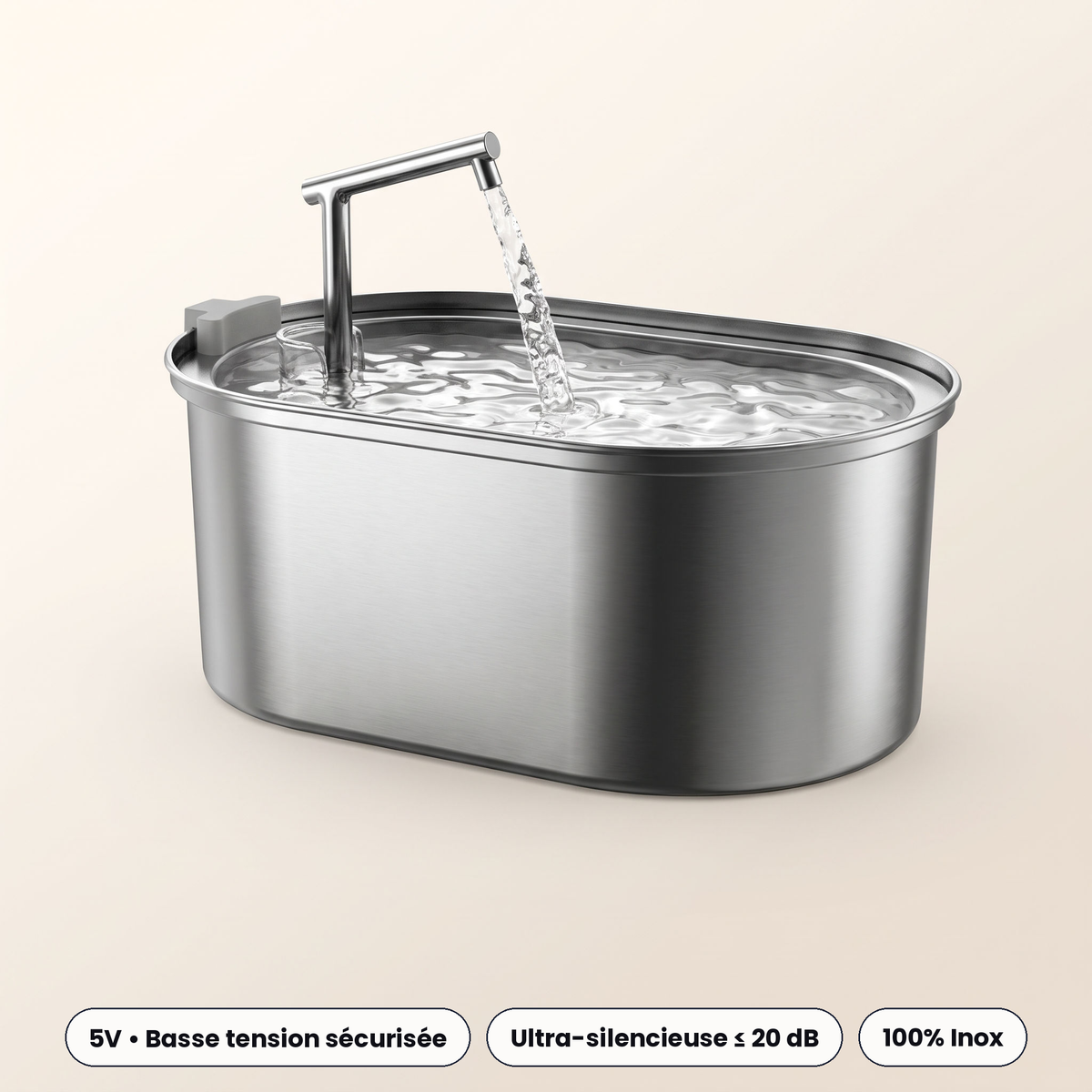 FONTAINE À EAU POUR CHAT EN INOX 3,2 L - ROJECO