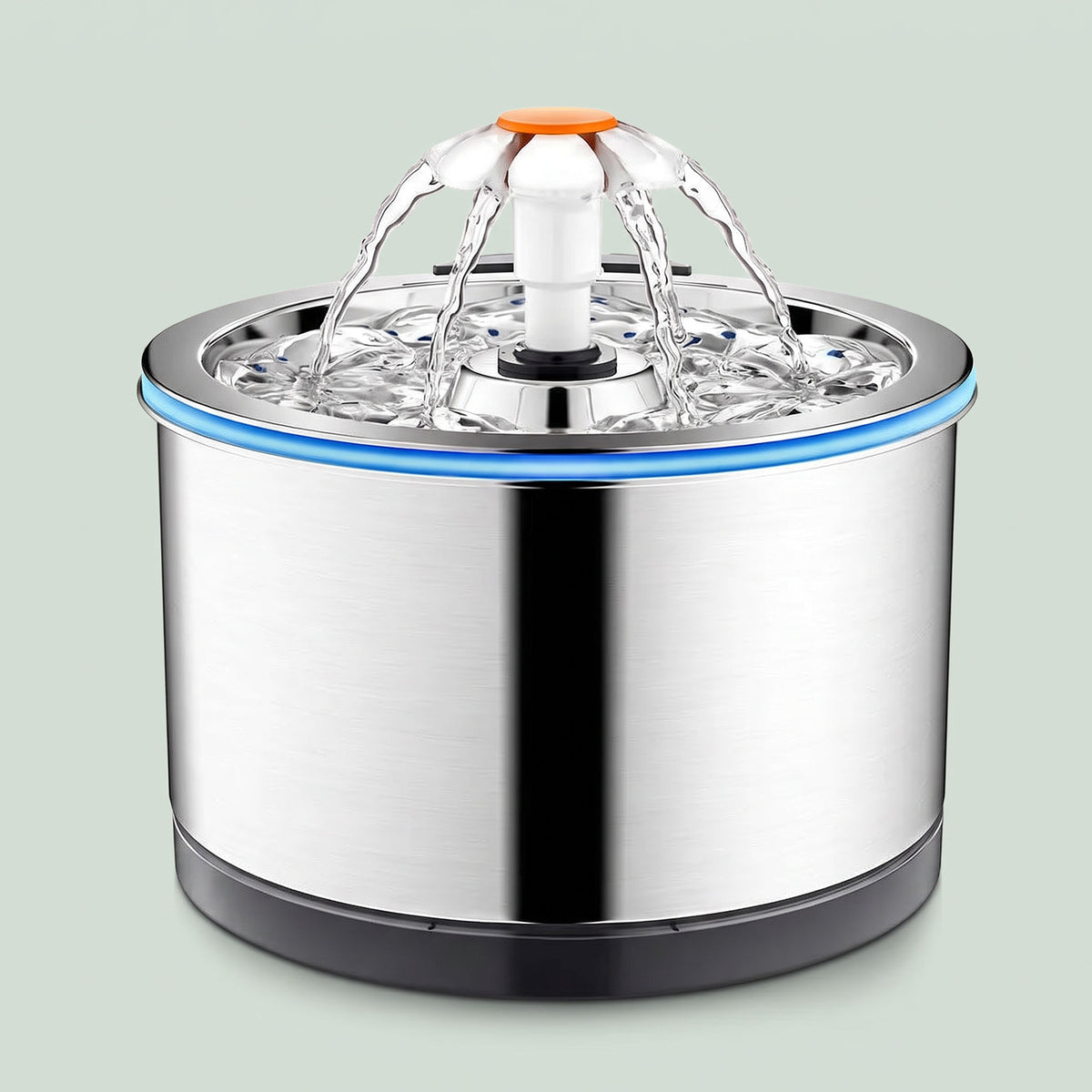 Fontaine à eau fleur pour chat en acier inoxydable, vue 3/4