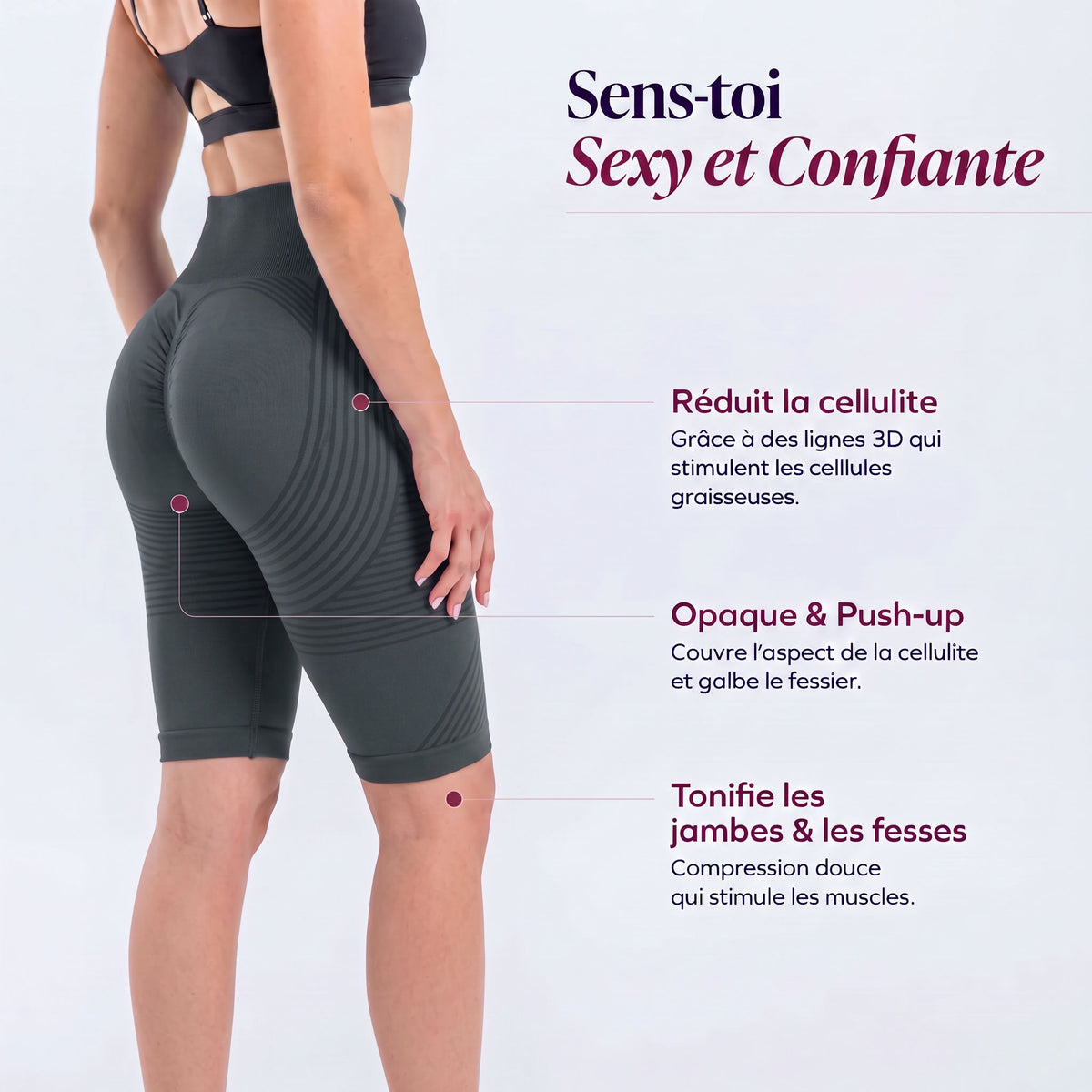 Short 3D - Gris anthracite